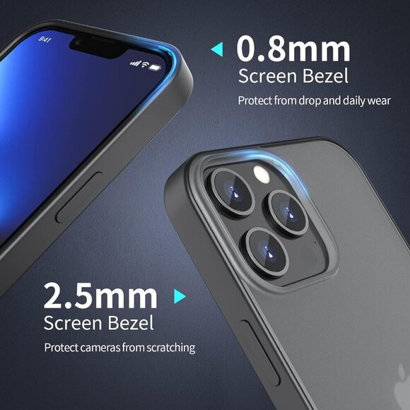 Black Rim Smoke Translucent Case iPhone 12/12 Pro Slim Shockproof Partial Matte - Picture 4 of 8